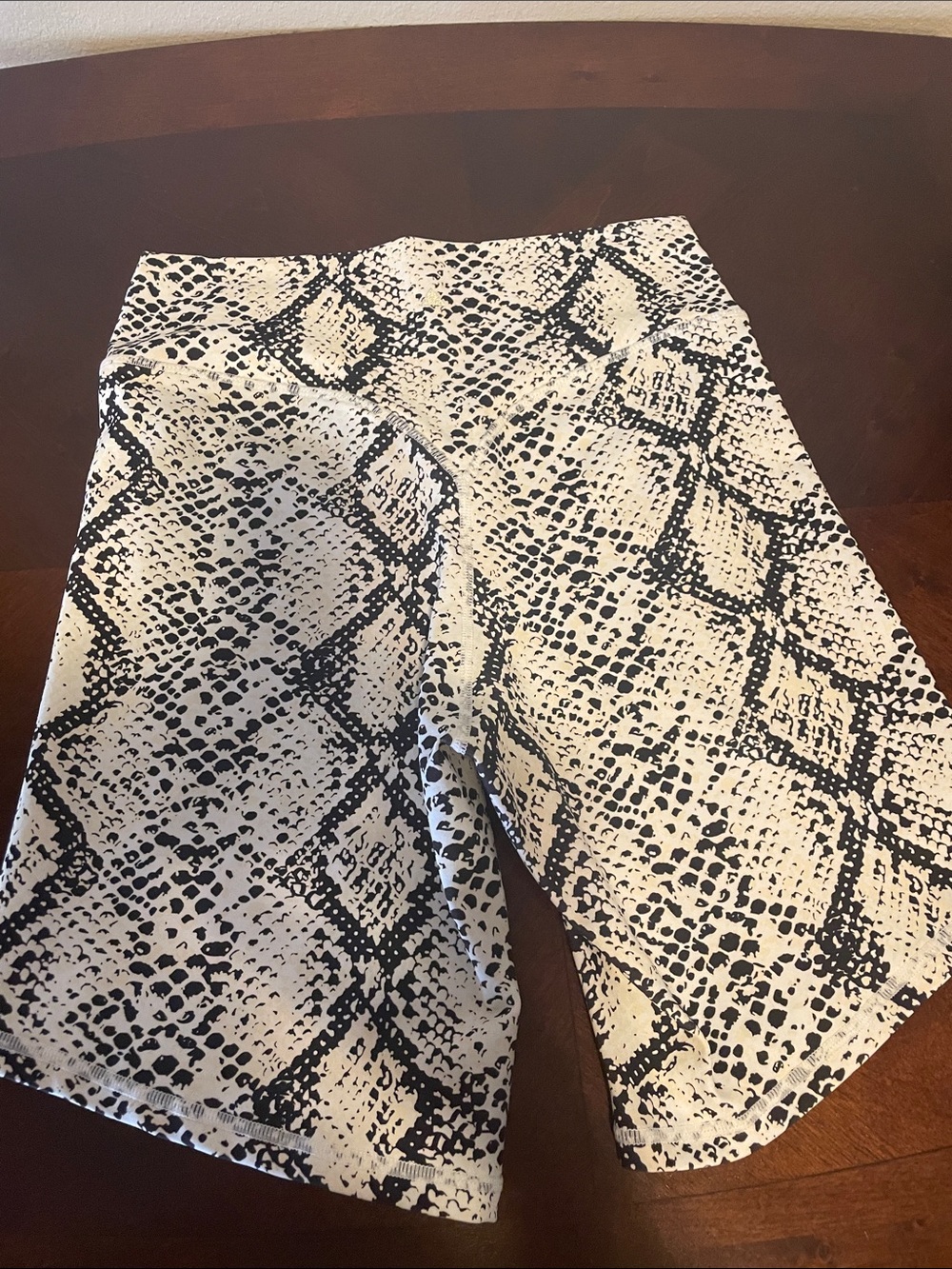 Balance Athletica Black & White Snake Print Bike Shorts